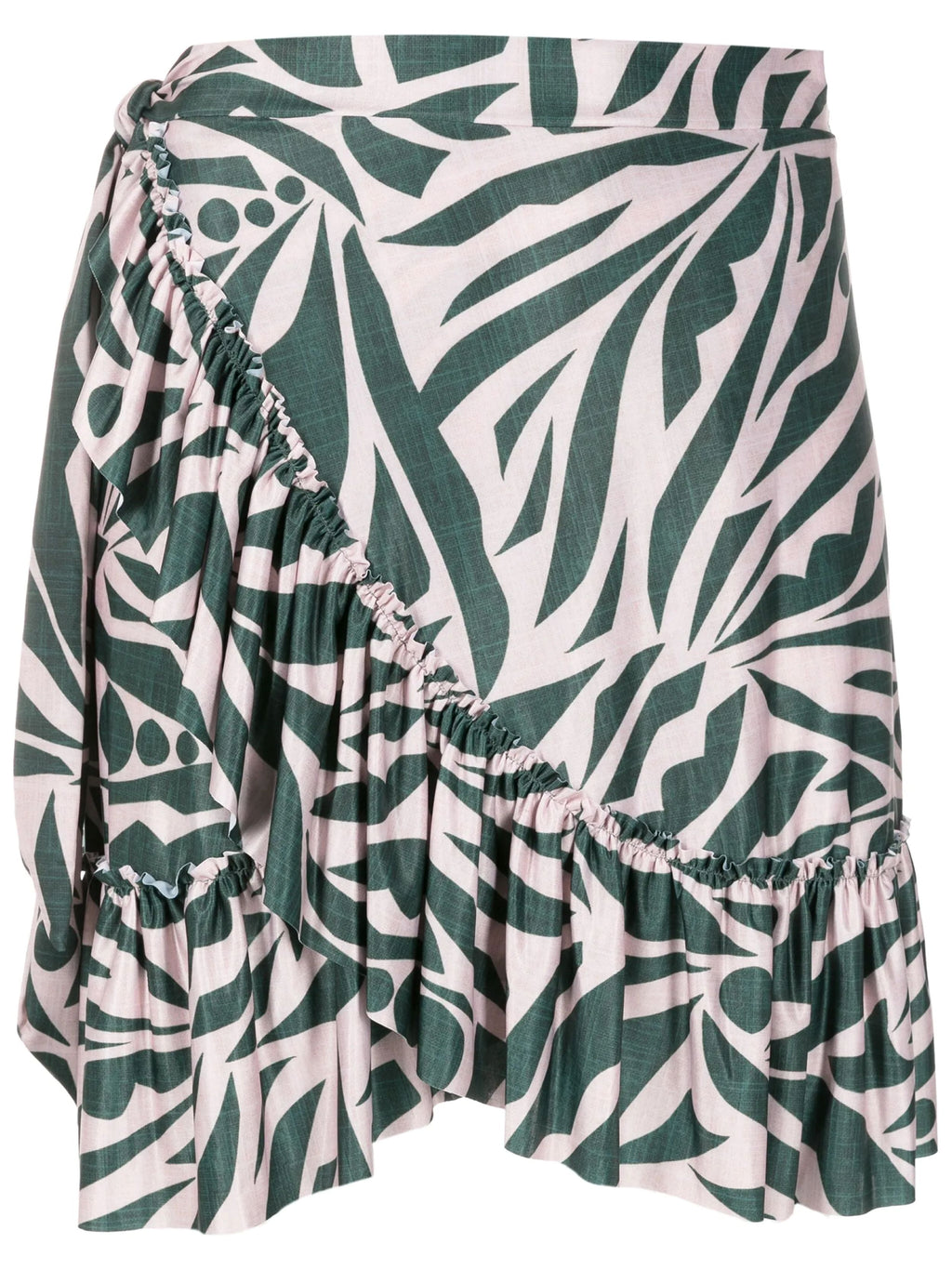Laurita Abstracte-Print Ruffled Miniskirt