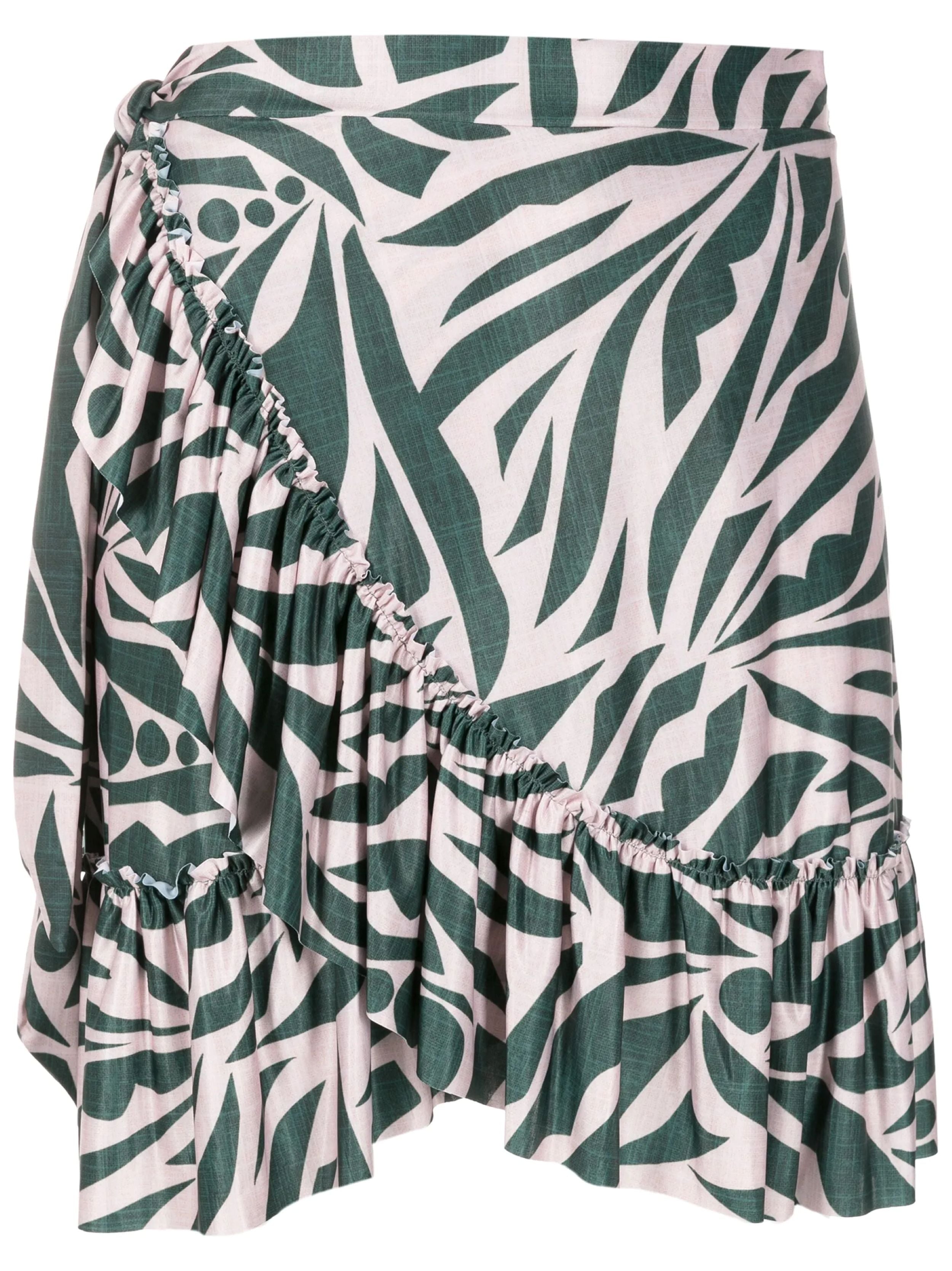 Laurita Abstracte-Print Ruffled Miniskirt