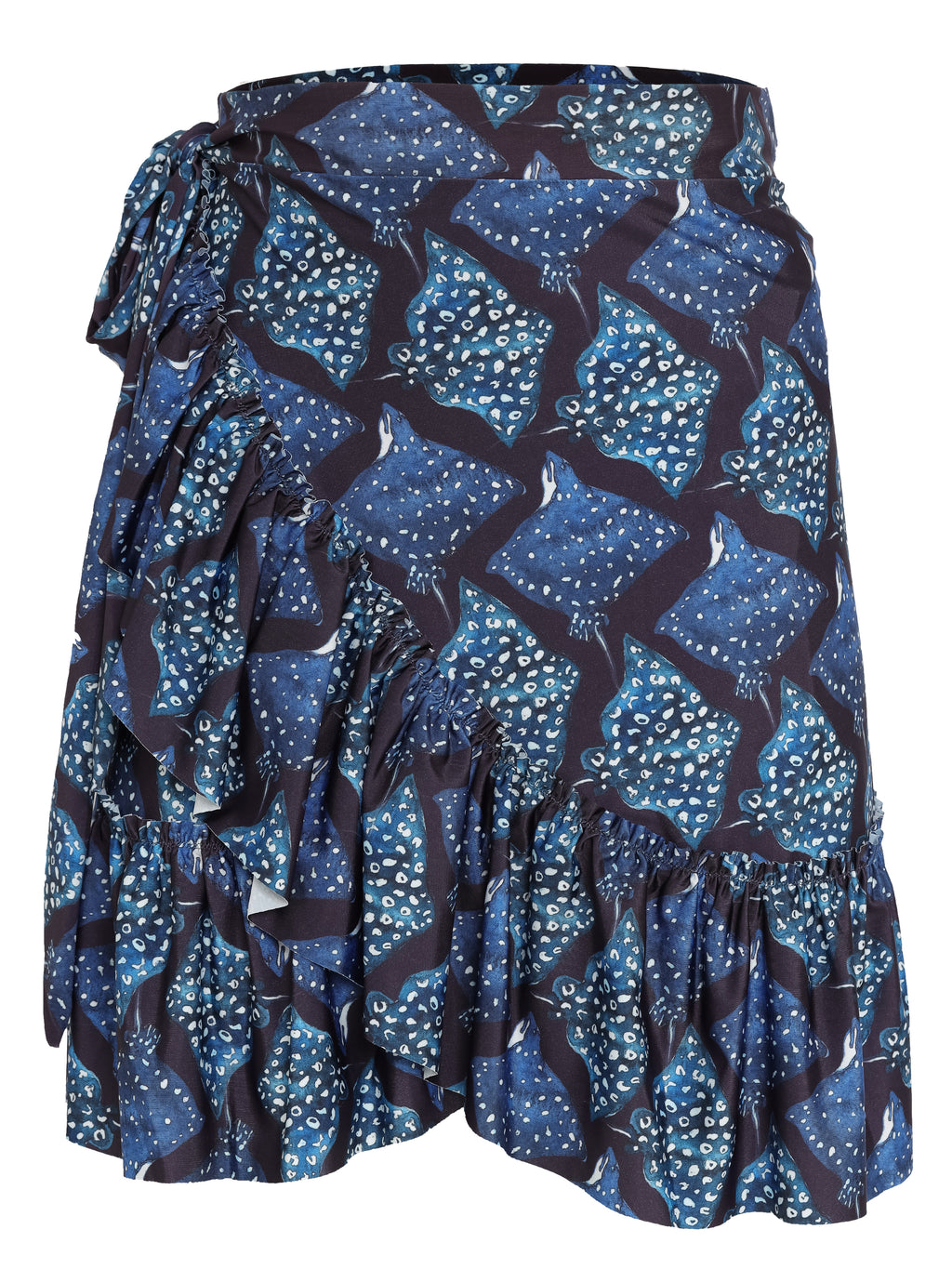 Laurita Stingrays-Print Ruffled Miniskirt