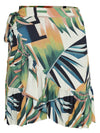 Laurita Foliage-Print Ruffled Miniskirt Sumatra