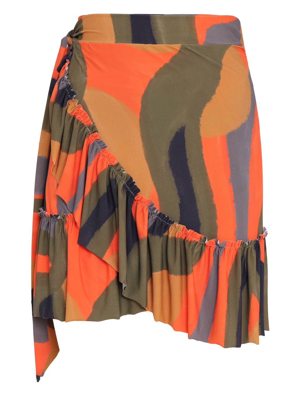 Laurita Abstracte-Print Ruffled Miniskirt