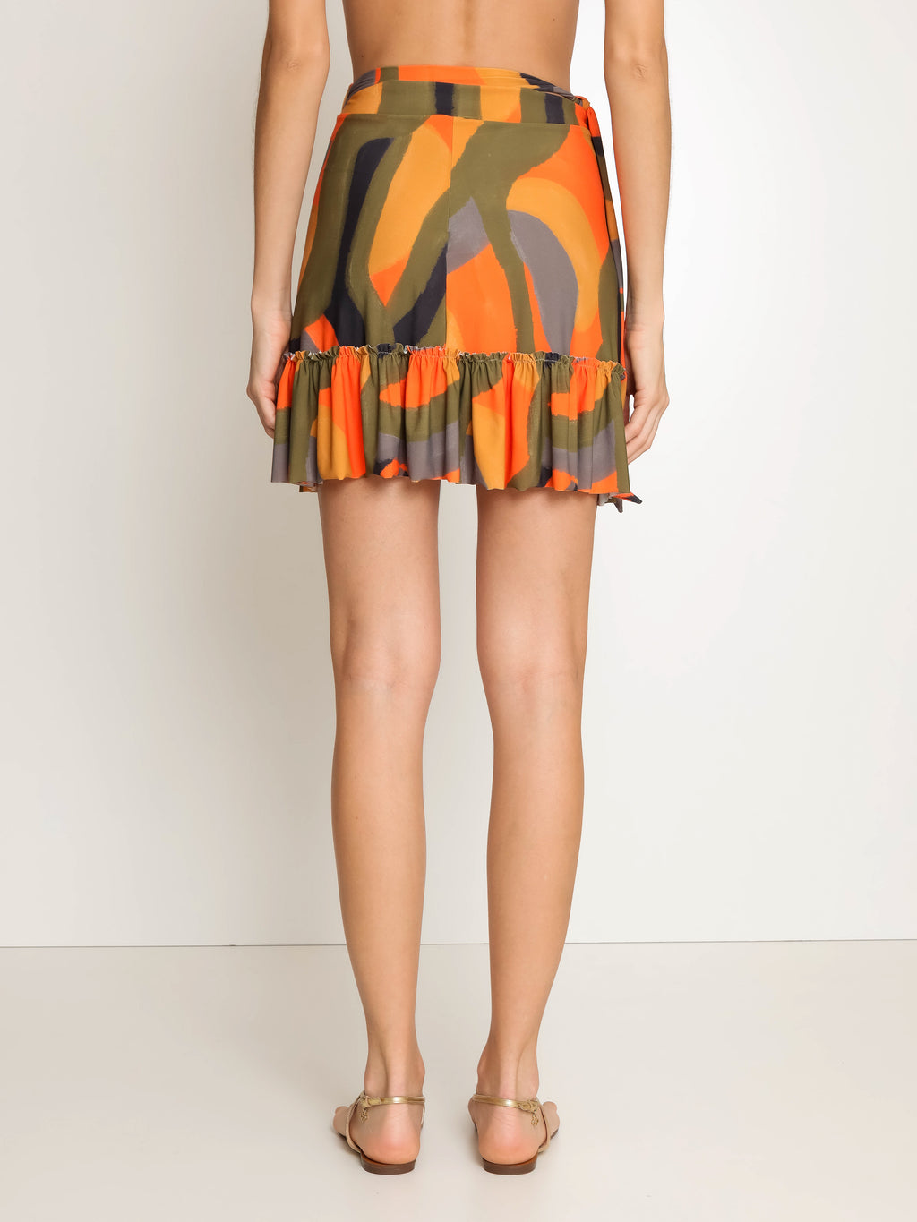 Laurita Abstracte-Print Ruffled Miniskirt