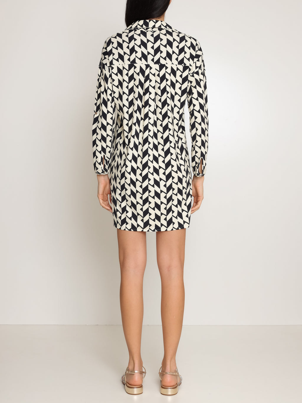 Meline Geometric-Print Button-Front Shirt Dress Zaya