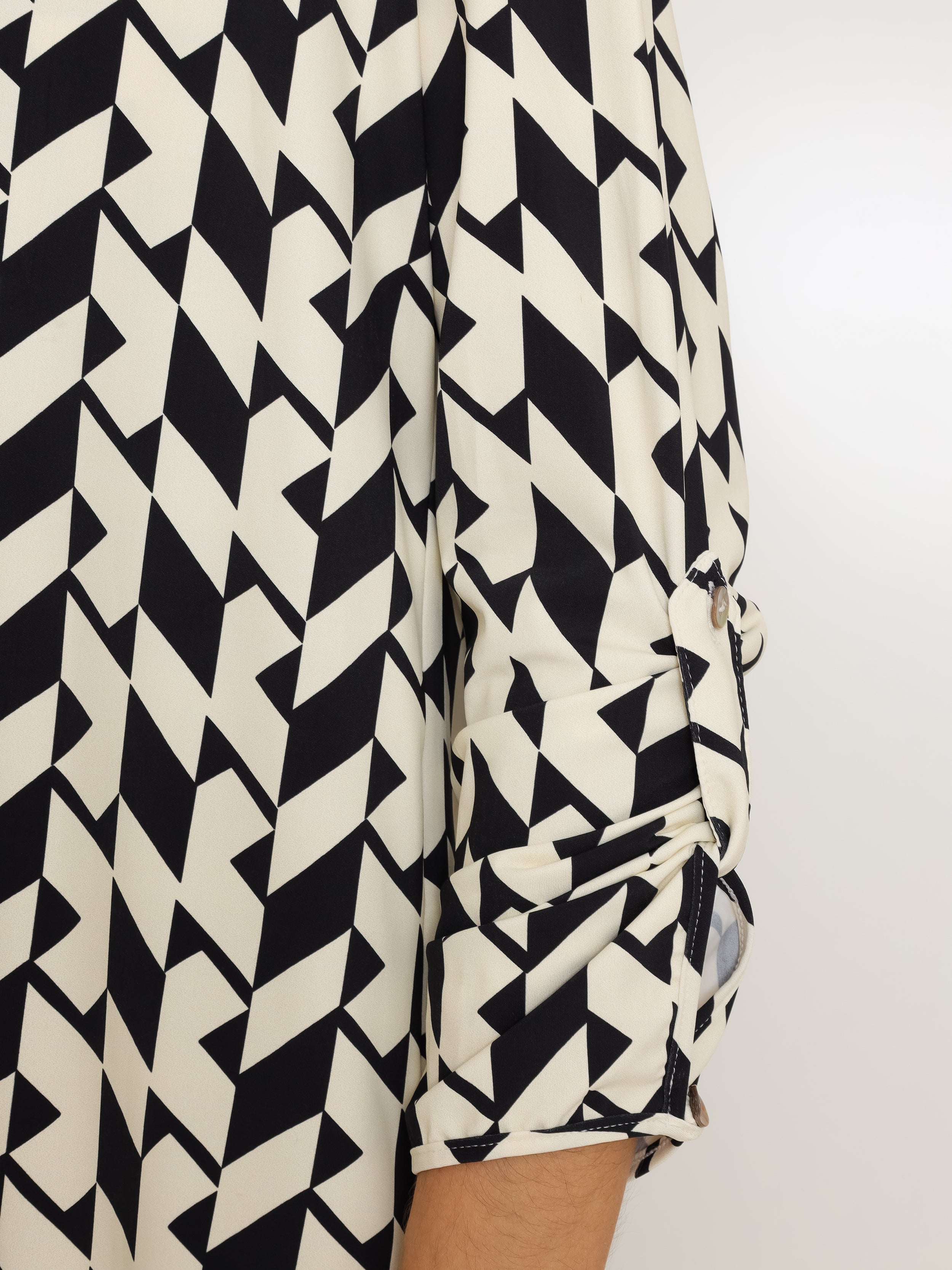 Meline Geometric-Print Button-Front Shirt Dress Zaya