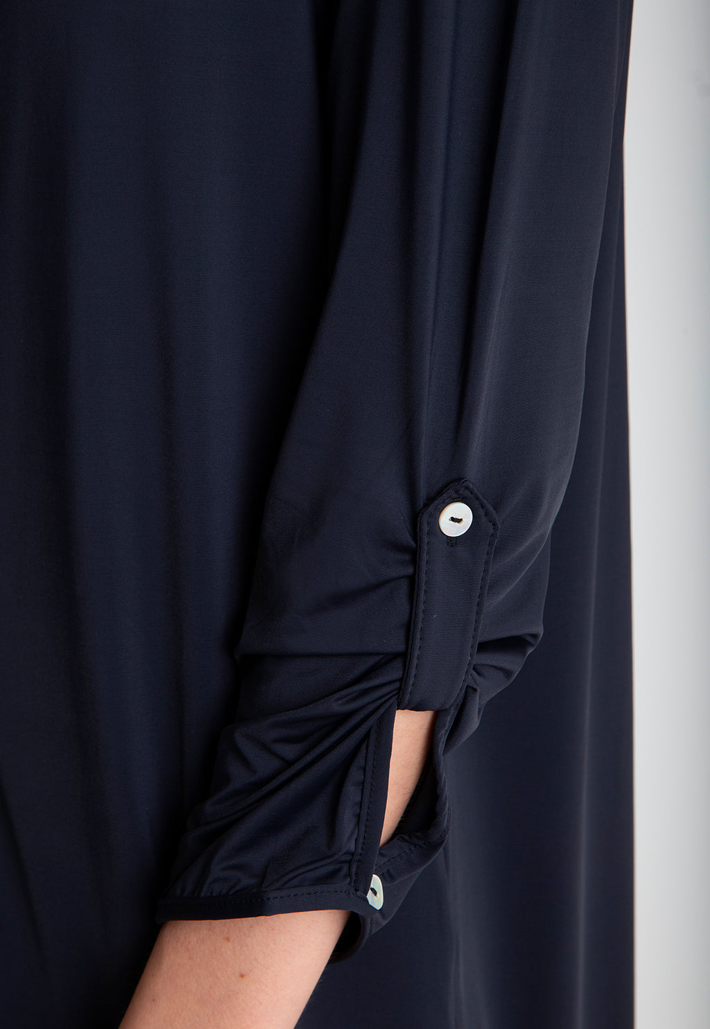 Meline Black Plain Button-Front Shirt Dress