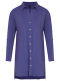 Meline Purple Plain Button-Front Shirt Dress