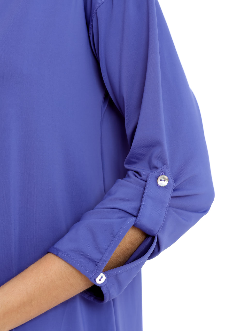 Meline Purple Plain Button-Front Shirt Dress