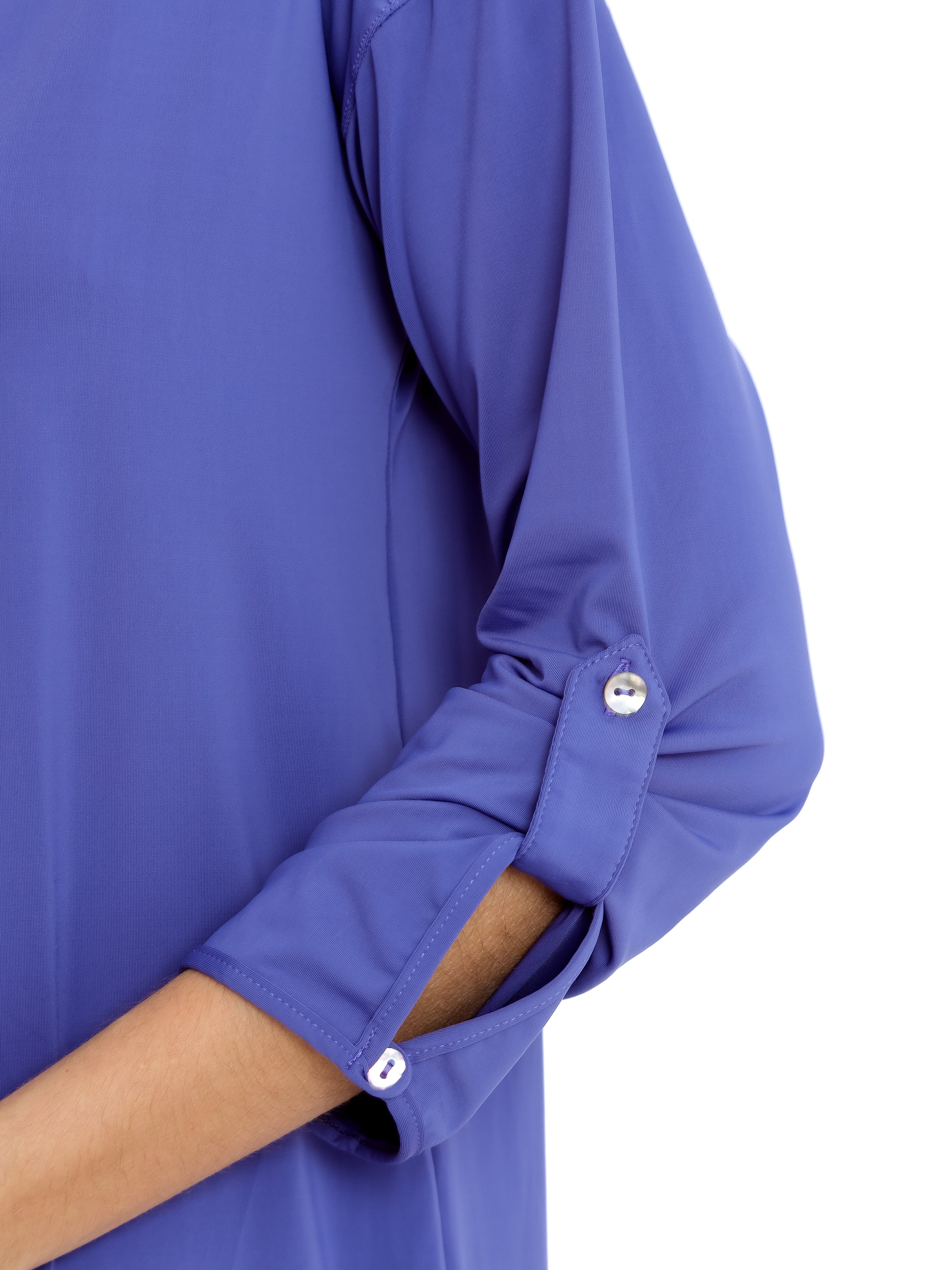 Meline Purple Plain Button-Front Shirt Dress