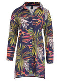 Meline Foliage-Print Button-Front Shirt Dress
