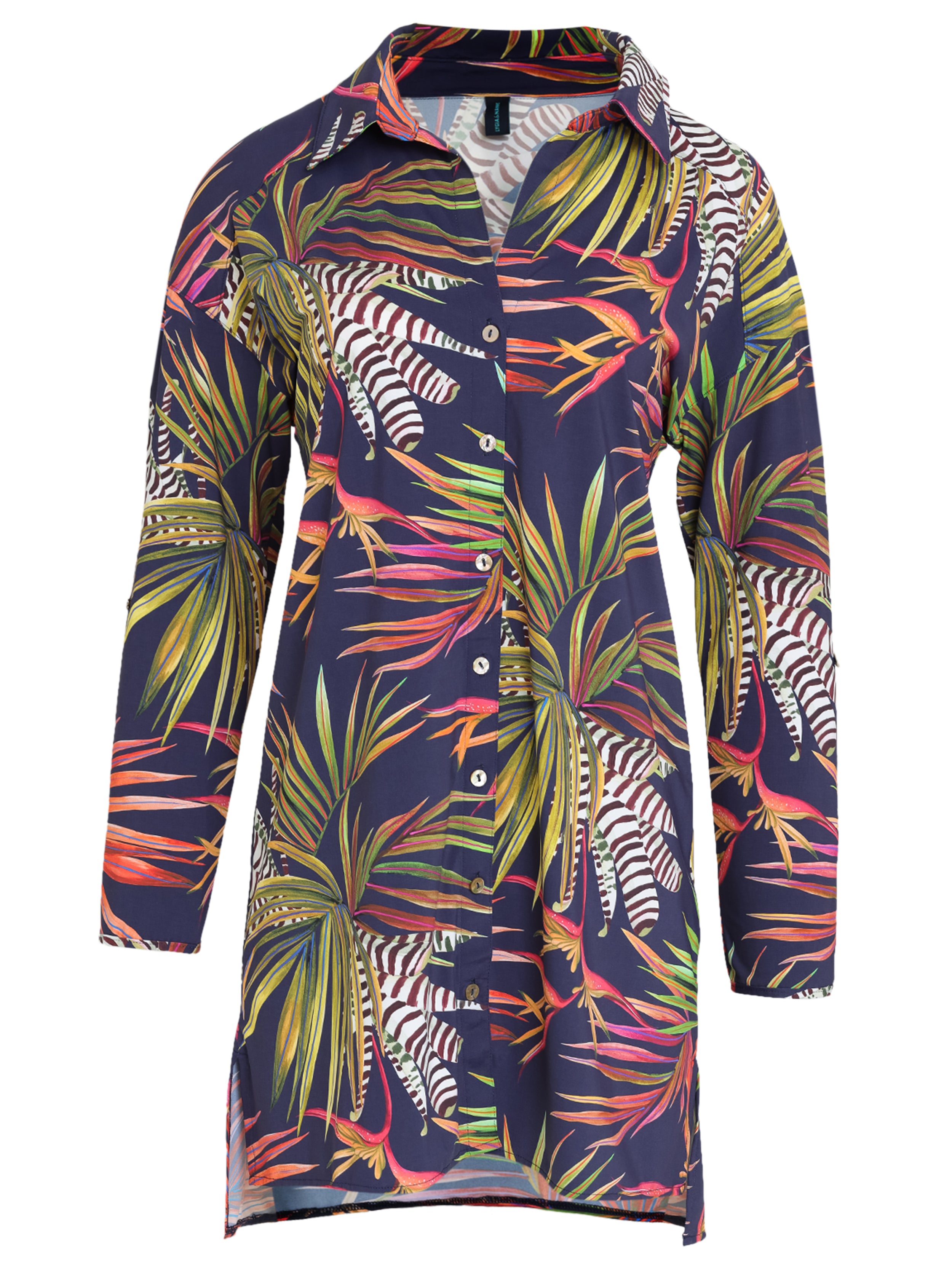 Meline Foliage-Print Button-Front Shirt Dress