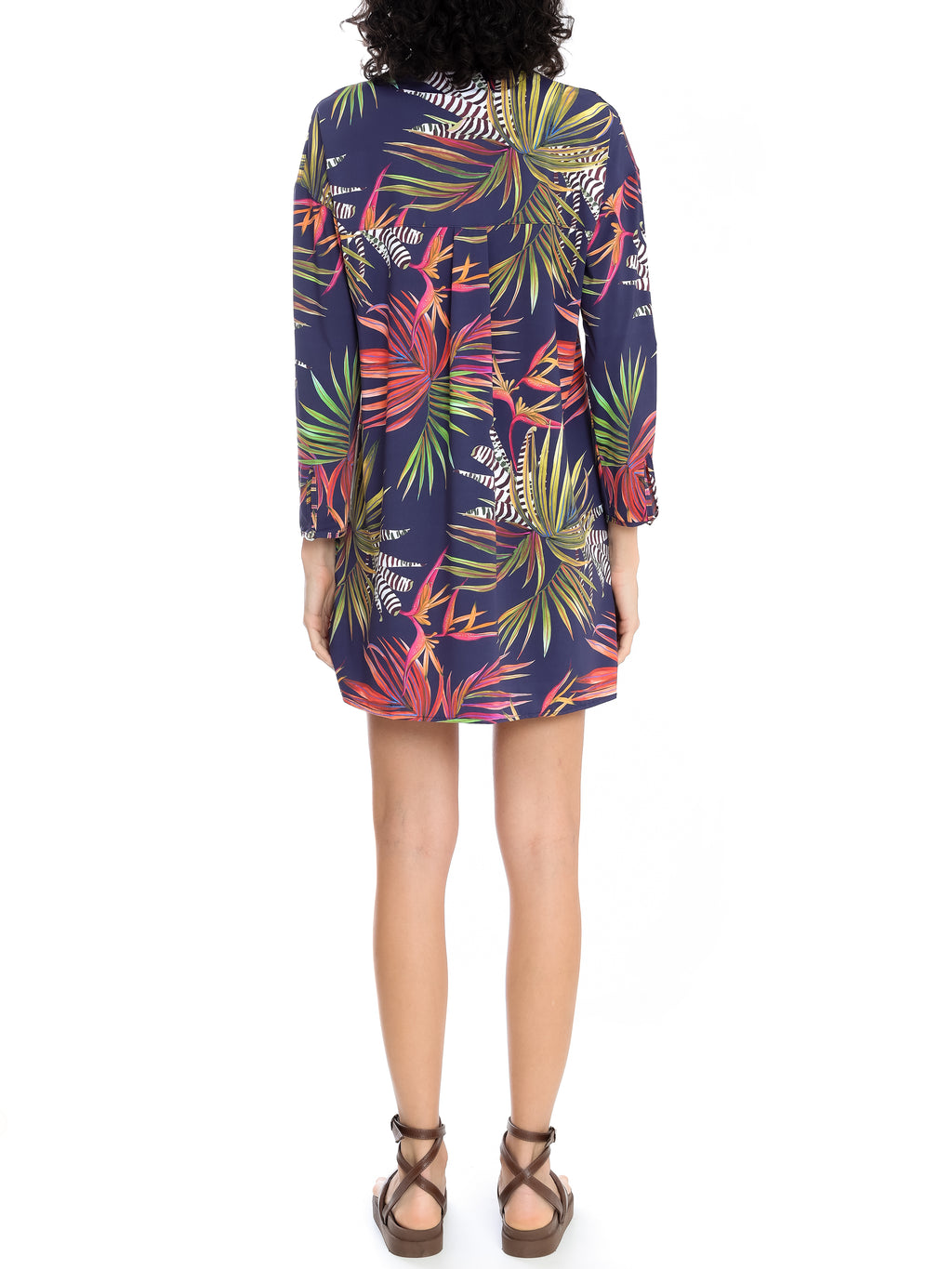 Meline Foliage-Print Button-Front Shirt Dress