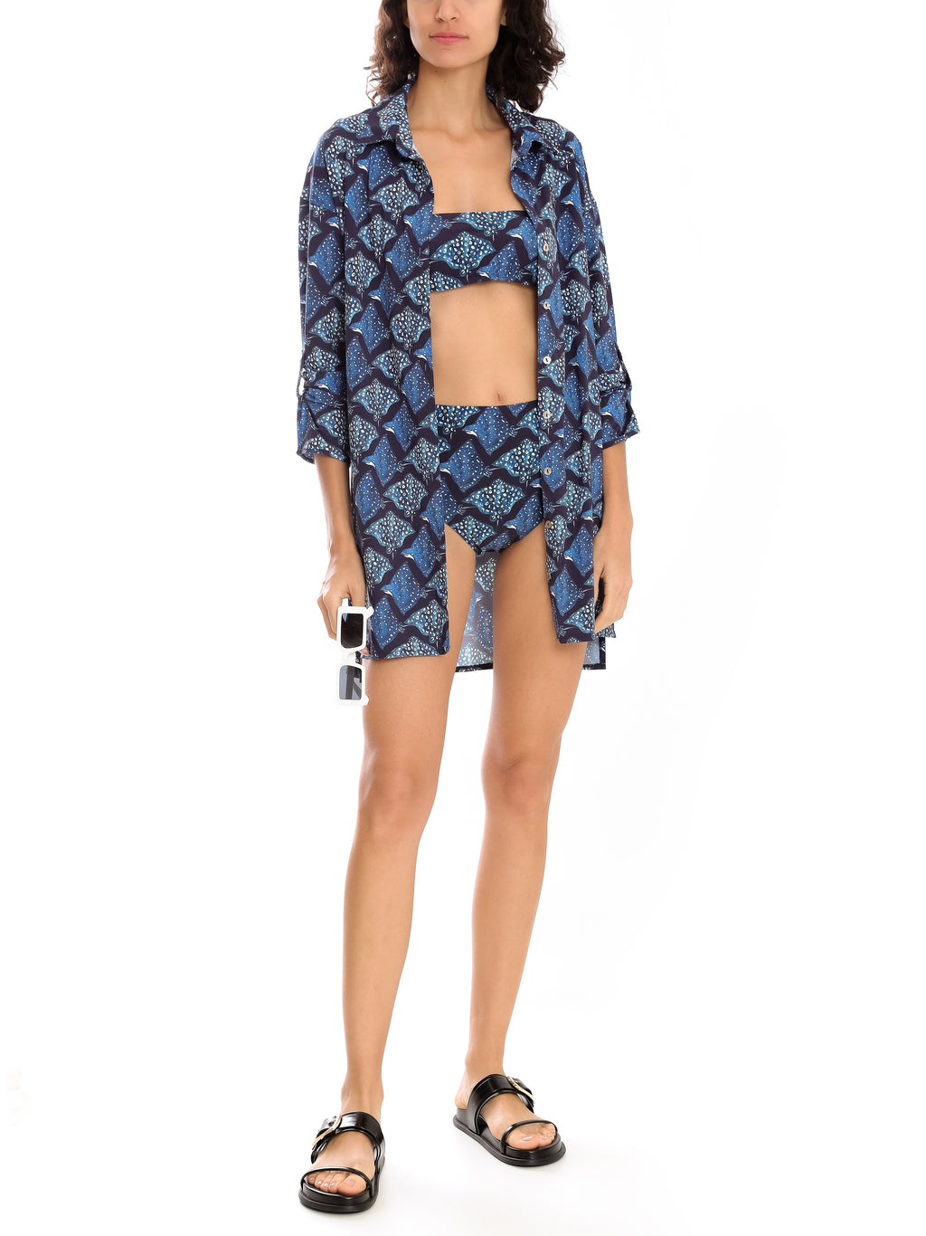 Meline Stingrays-Print Button-Front Shirt Dress