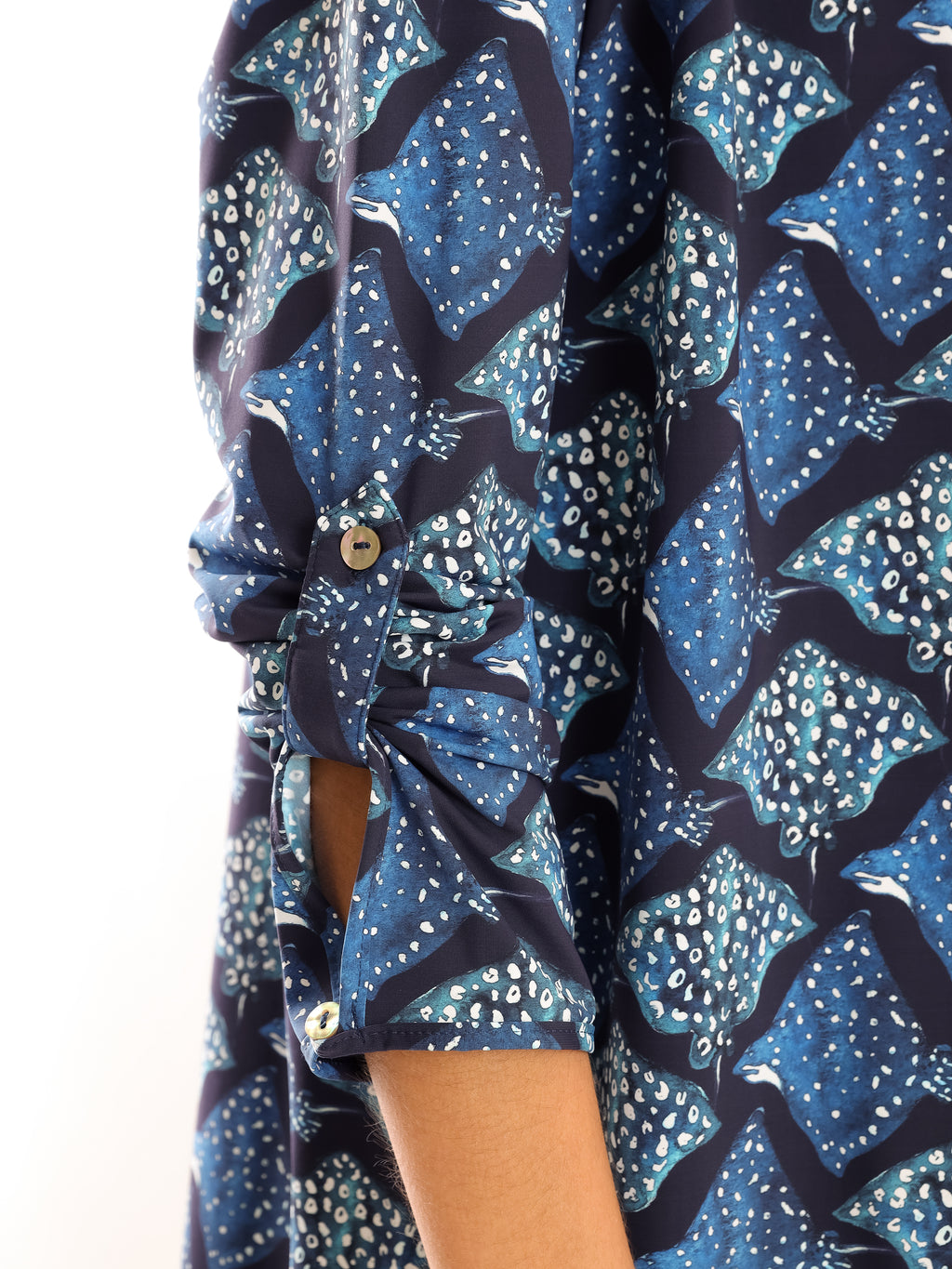 Meline Stingrays-Print Button-Front Shirt Dress