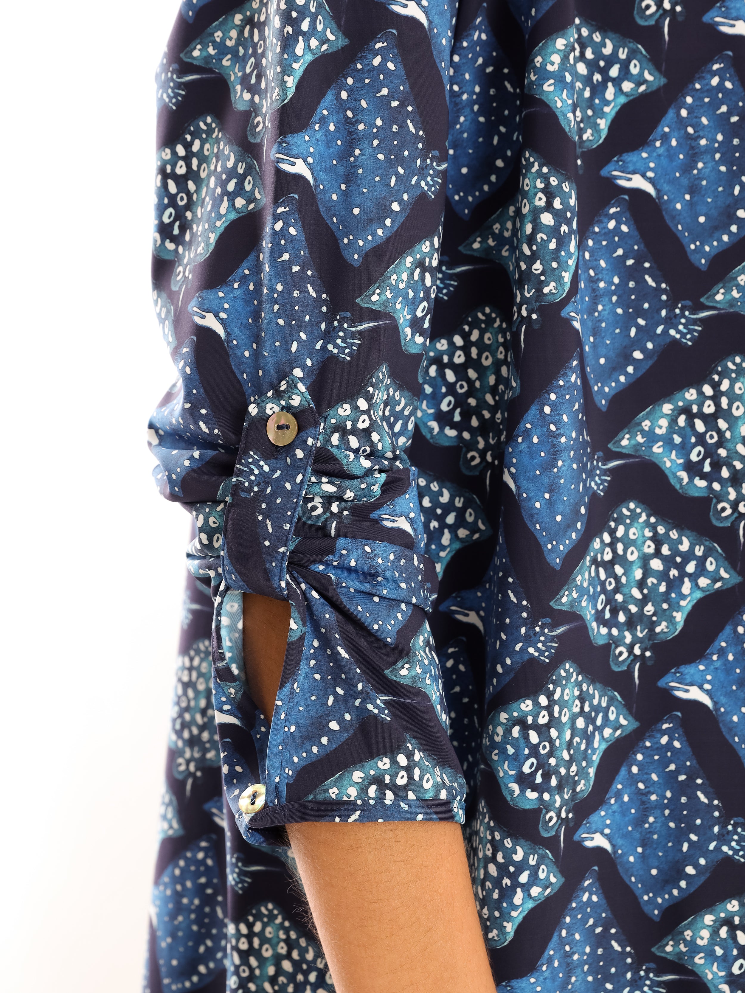 Meline Stingrays-Print Button-Front Shirt Dress