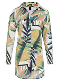 Meline Foliage-Print Button-Front Shirt Dress