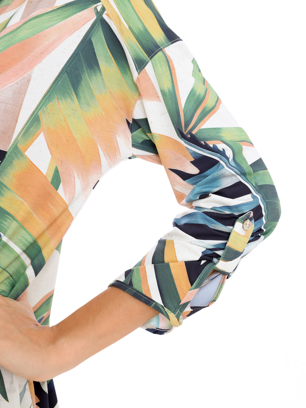 Meline Foliage-Print Button-Front Shirt Dress