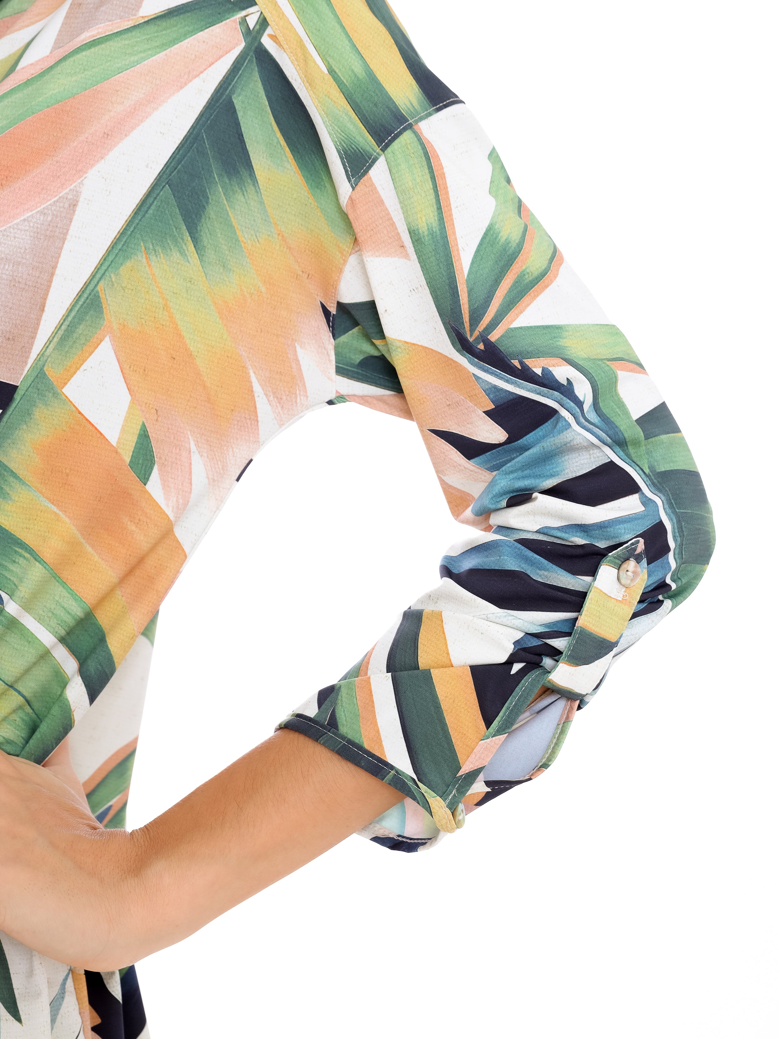 Meline Foliage-Print Button-Front Shirt Dress