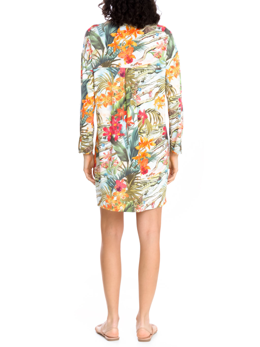 Meline -Print Button-Front Shirt Dress