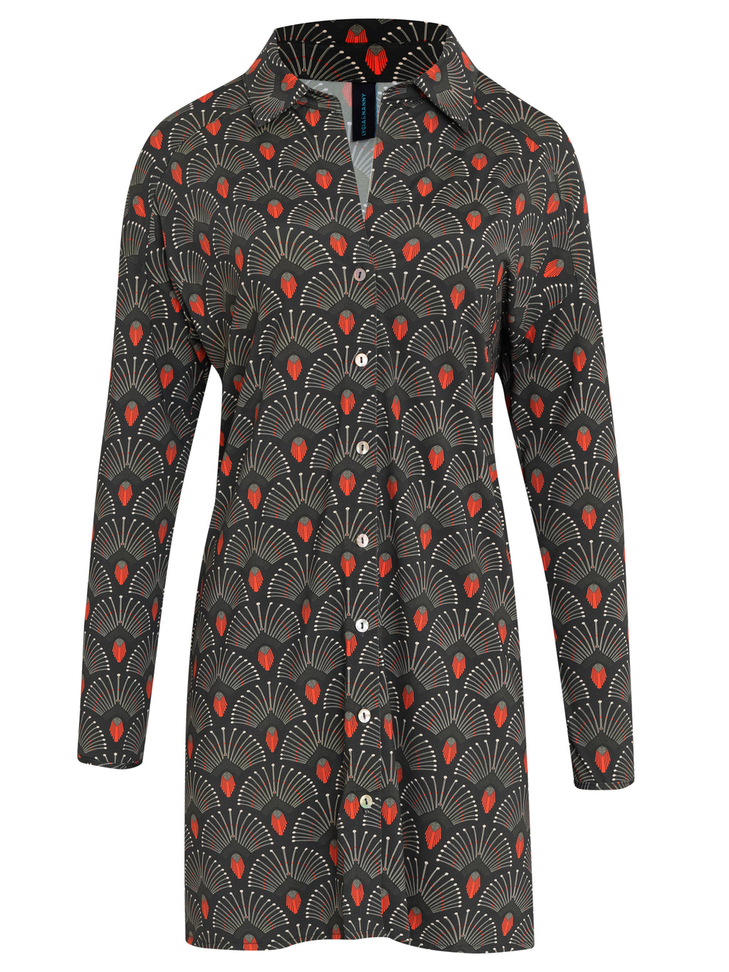 Meline -Print Button-Front Shirt Dress