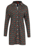 Meline -Print Button-Front Shirt Dress