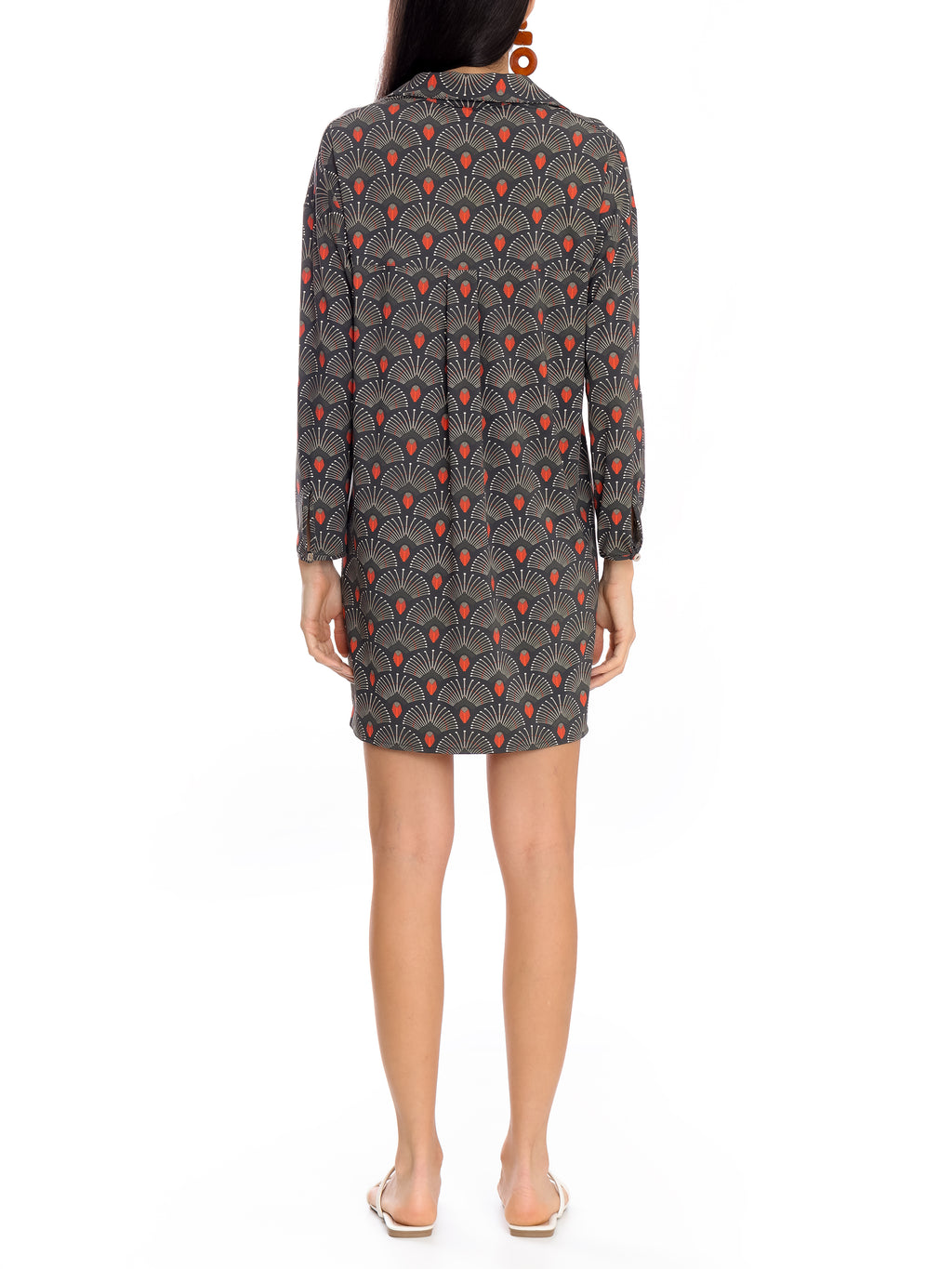 Meline -Print Button-Front Shirt Dress