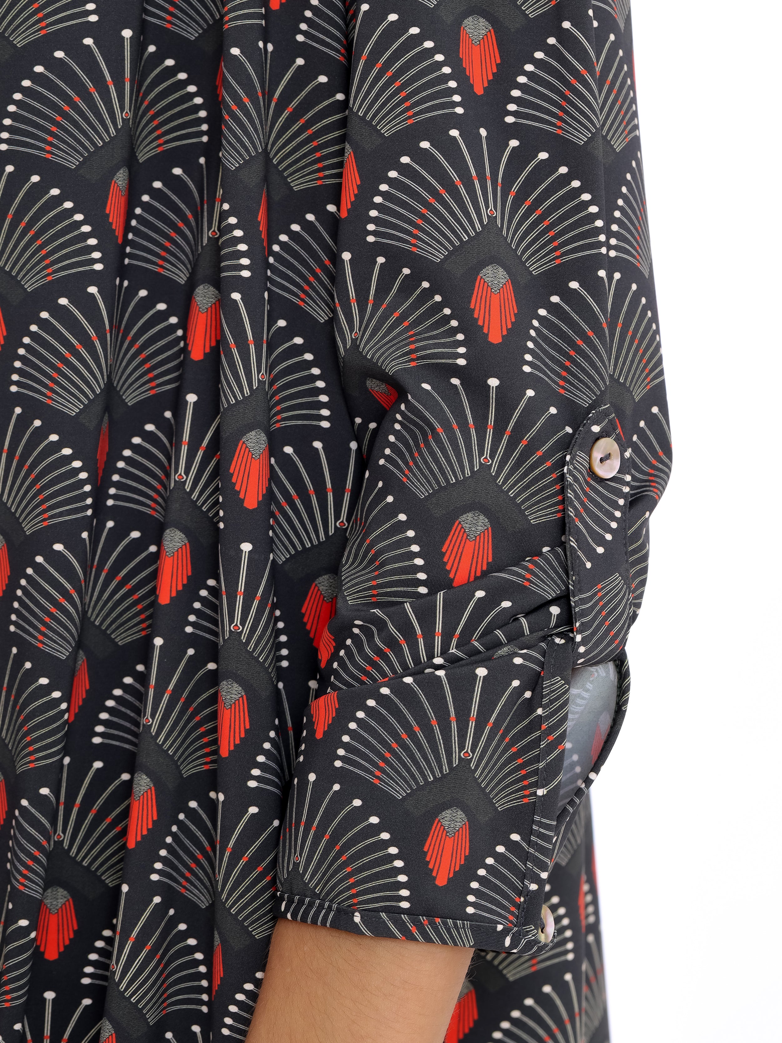 Meline -Print Button-Front Shirt Dress