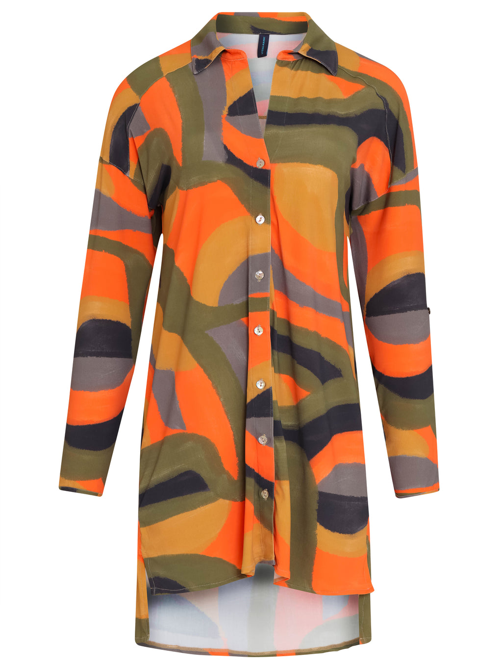 Meline Abstracte-Print Button-Front Shirt Dress