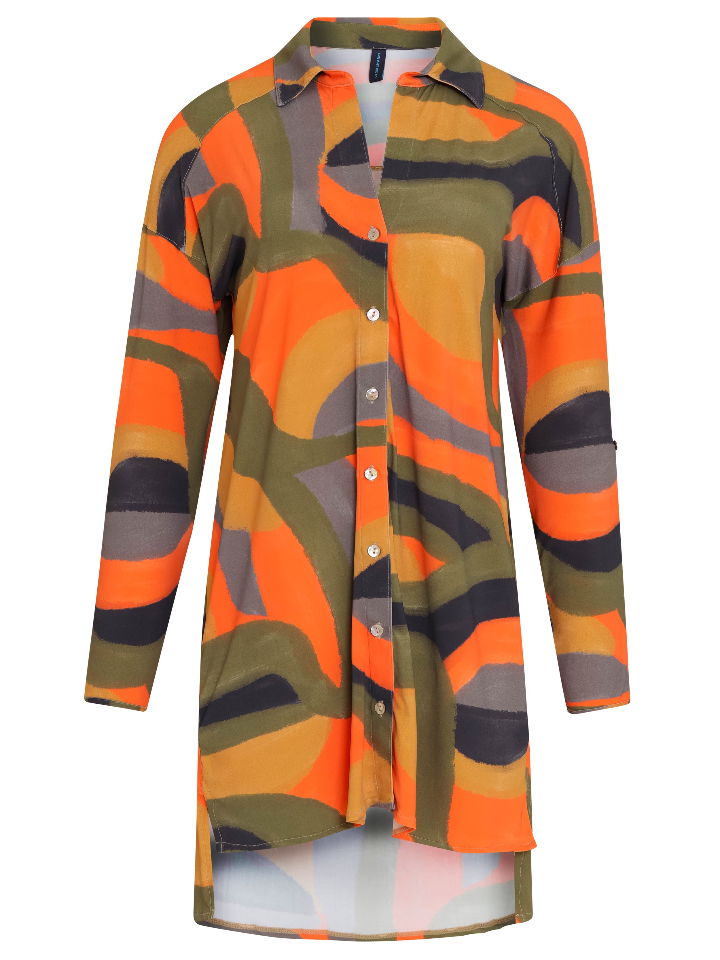 Meline Abstracte-Print Button-Front Shirt Dress