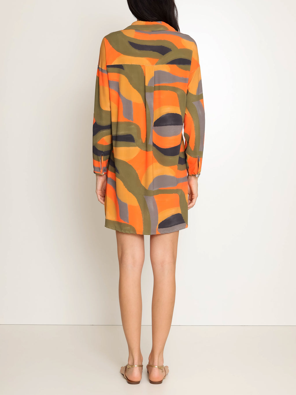 Meline Abstracte-Print Button-Front Shirt Dress