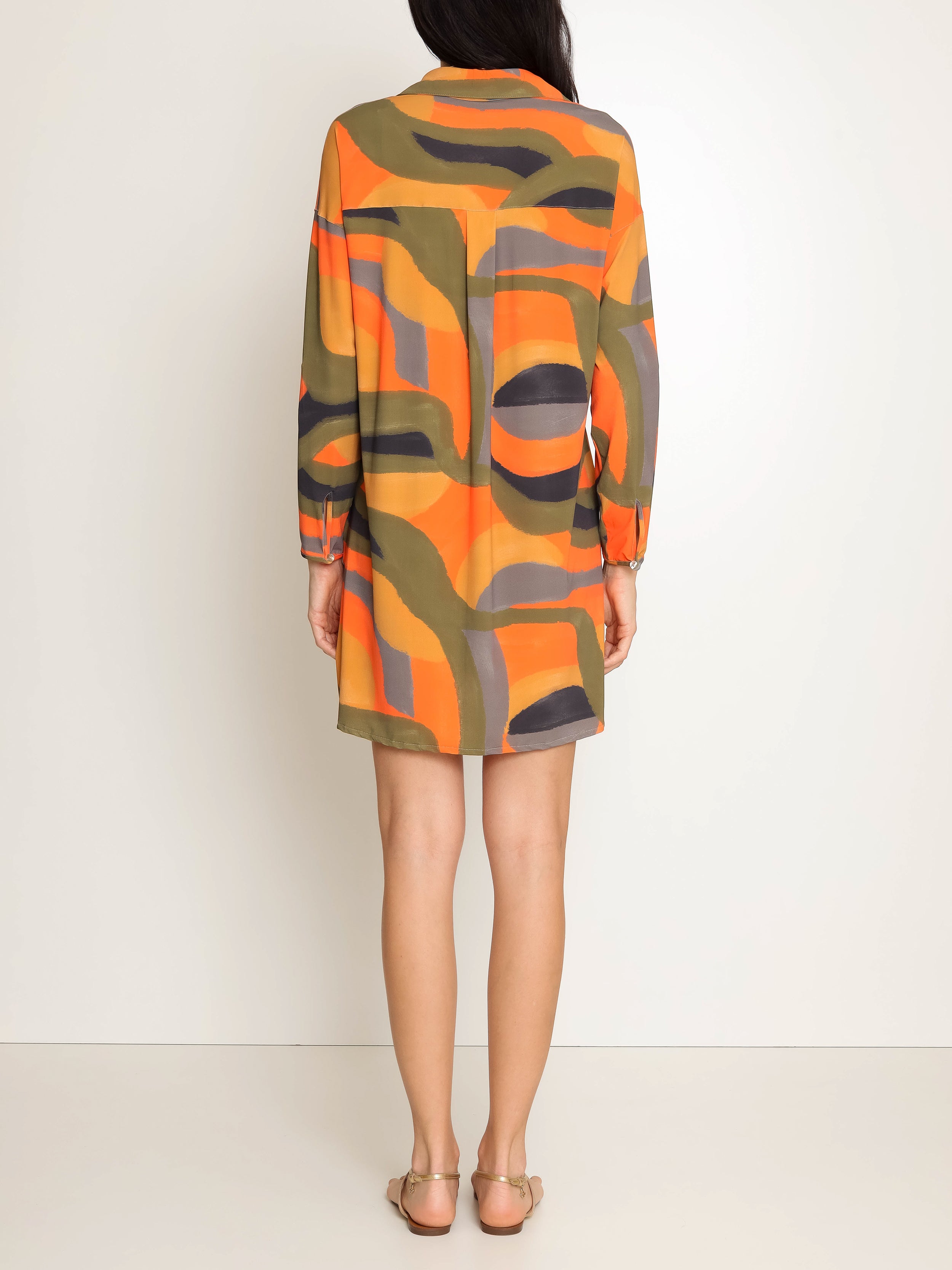 Meline Abstracte-Print Button-Front Shirt Dress