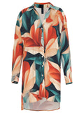 Meline Foliage-Print Button-Front Shirt Dress