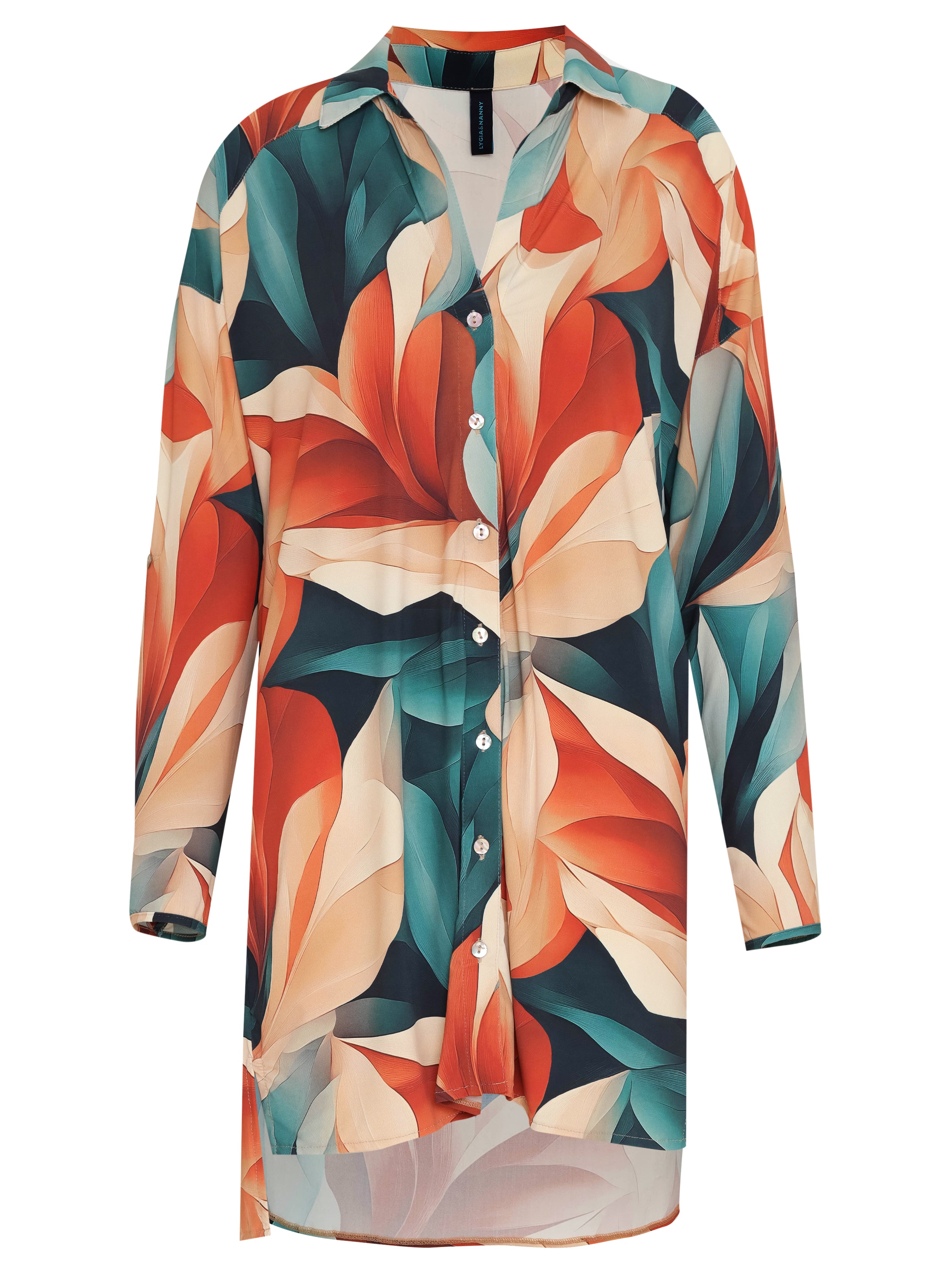 Meline Foliage-Print Button-Front Shirt Dress