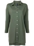 Meline Green Plain Button-Front Shirt Dress