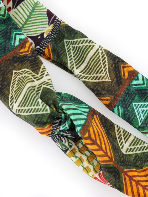 Bethania Geometric-Print  Twisted Detail Head Band