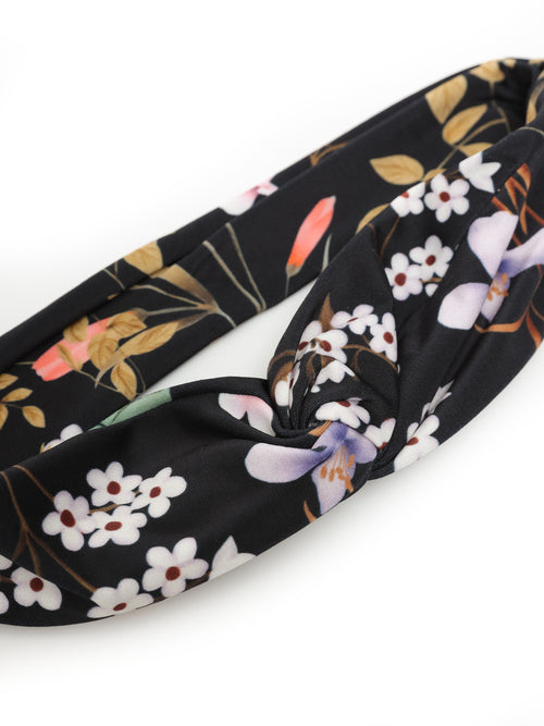 Bethania Floral-Print Twisted Detail Head Band Orvalho