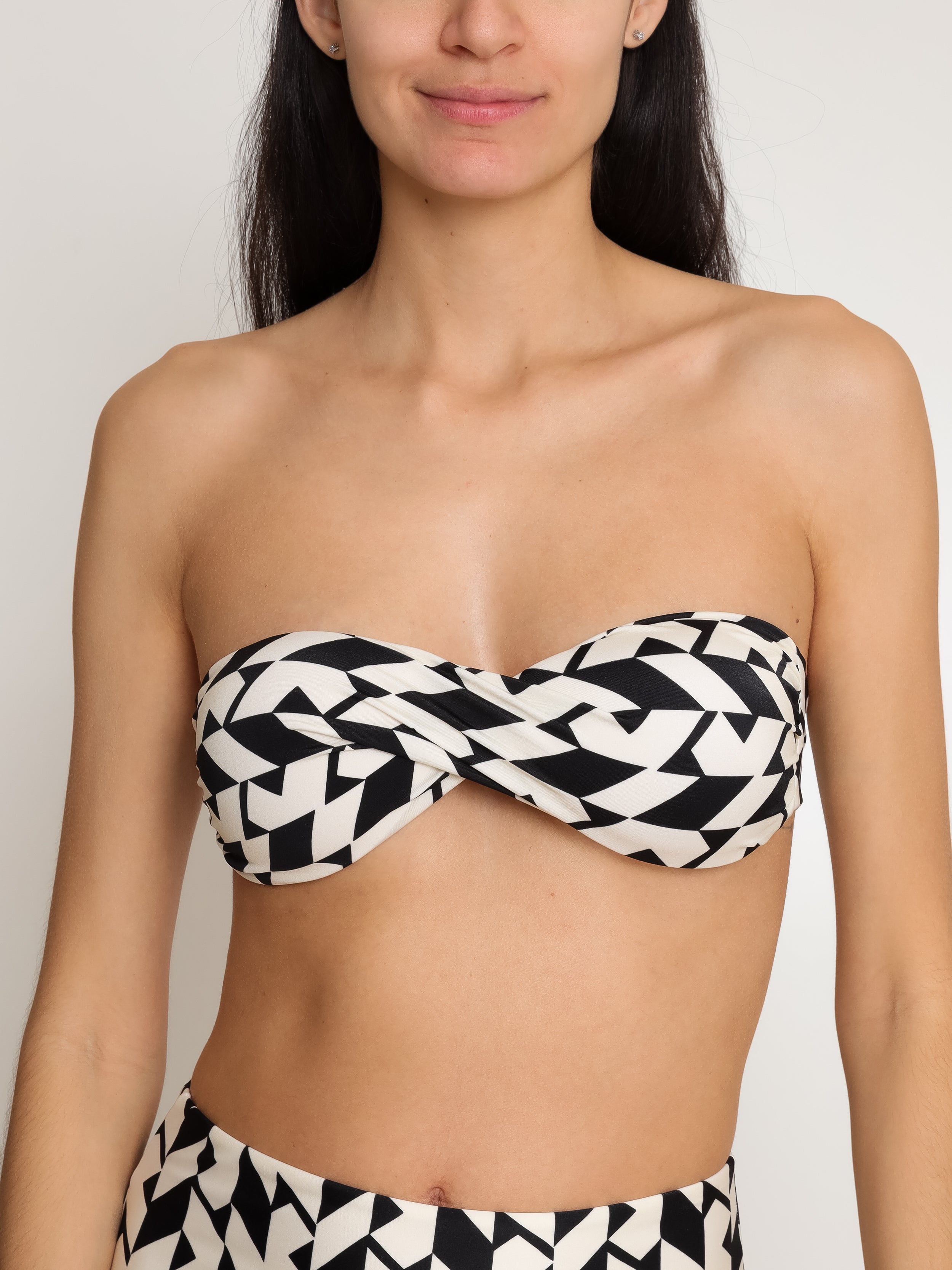 Hawaii Geometric-Print Twisted Detail Bikini Top Zaya