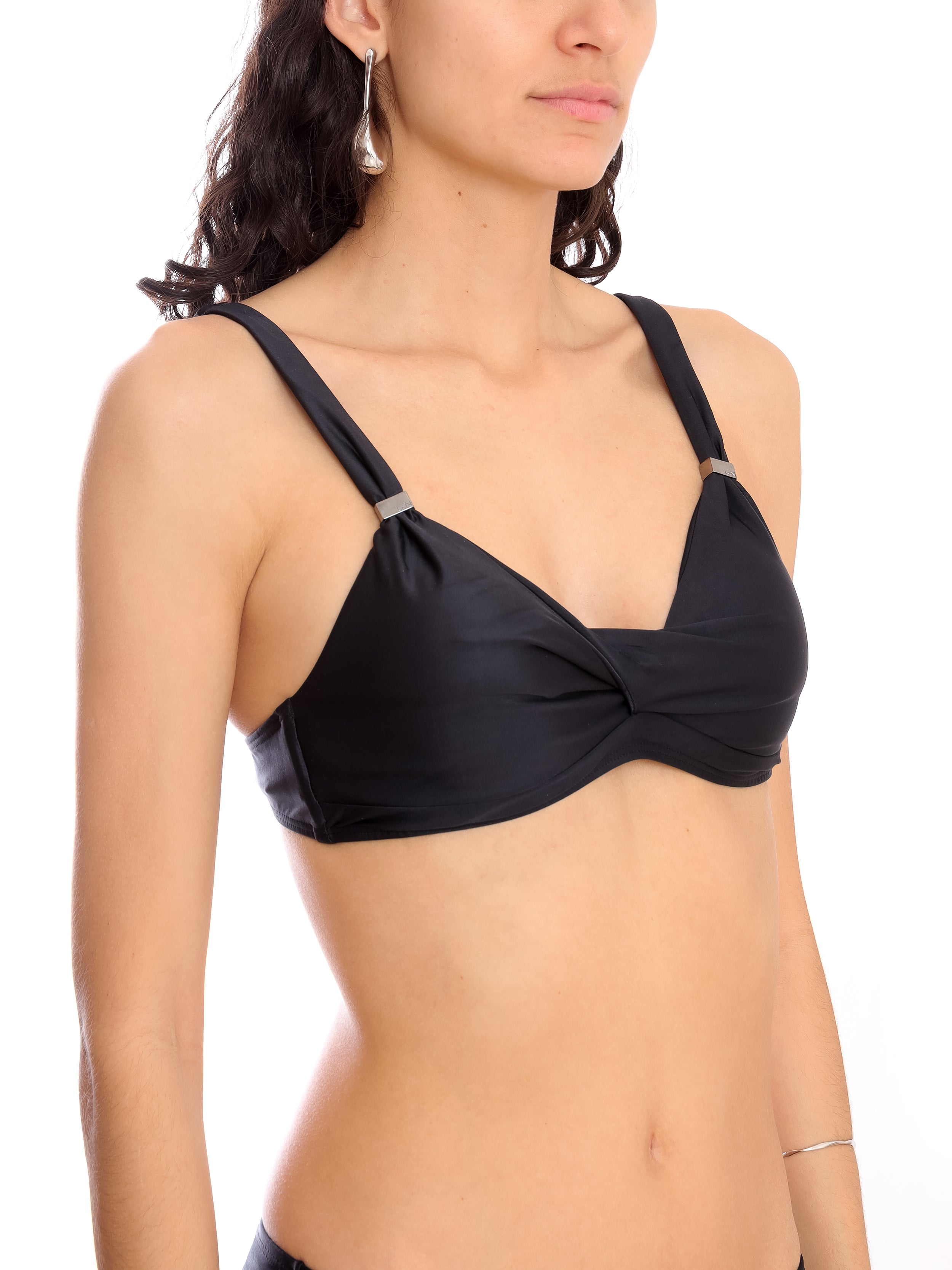 Carla Black Plain Twist-Front Bikini Top