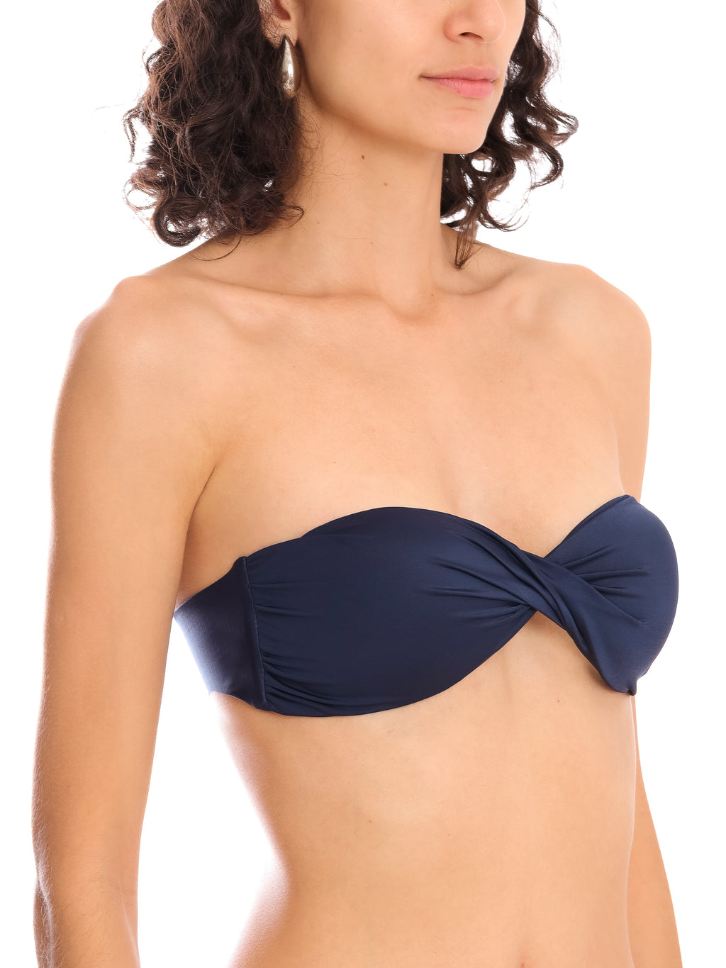 Hawaii Blue Plain Twisted Detail Bikini Top