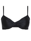 Cassis Black Plain Twisted Detail Bikini Top