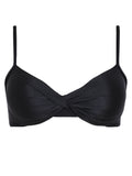 Cassis Black Plain Twisted Detail Bikini Top