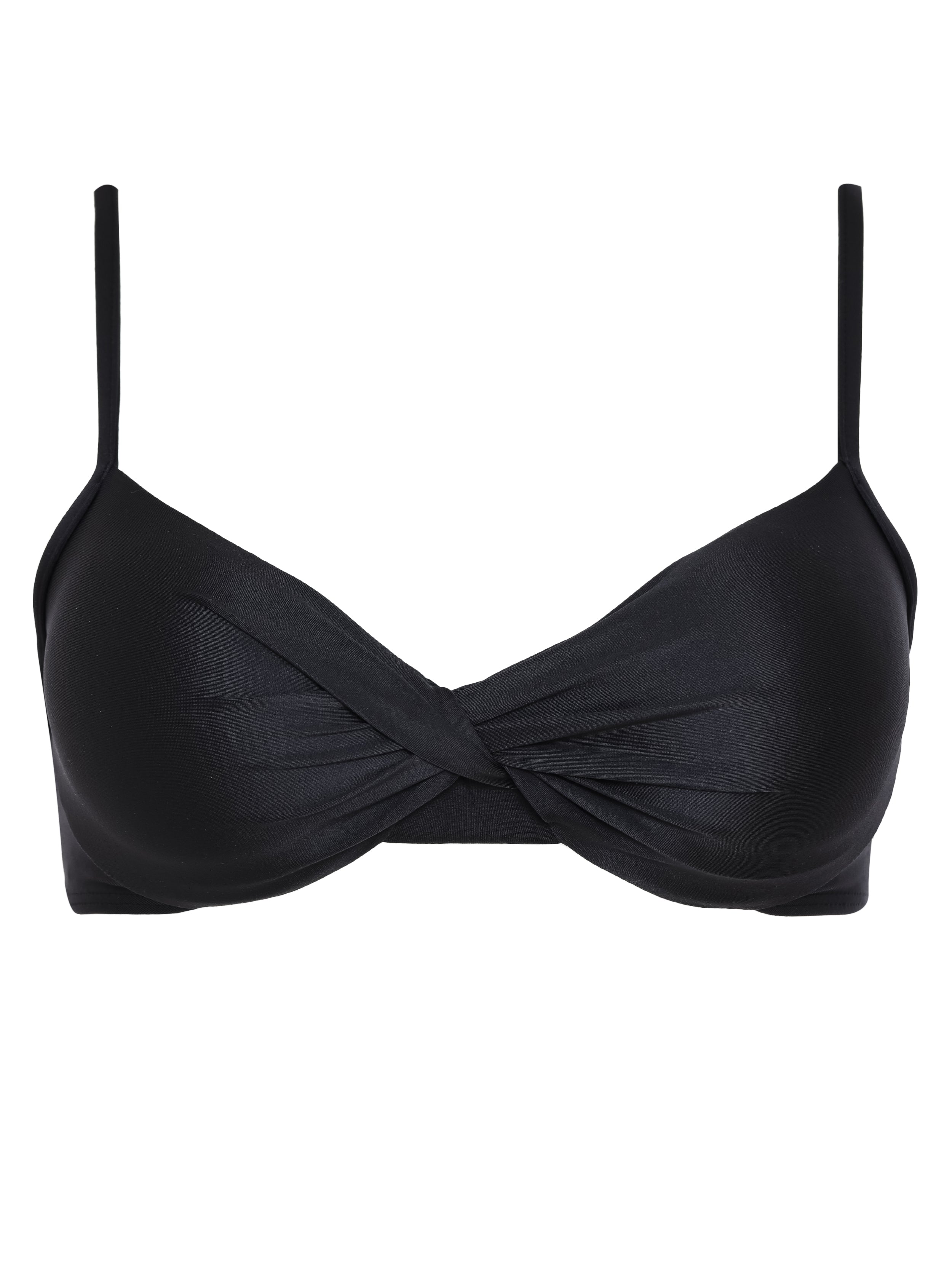 Cassis Black Plain Twisted Detail Bikini Top