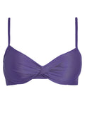 Cassis Purple Plain Twisted Detail Bikini Top