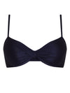 Cassis Blue Plain Tuisted Detail Bikini Top