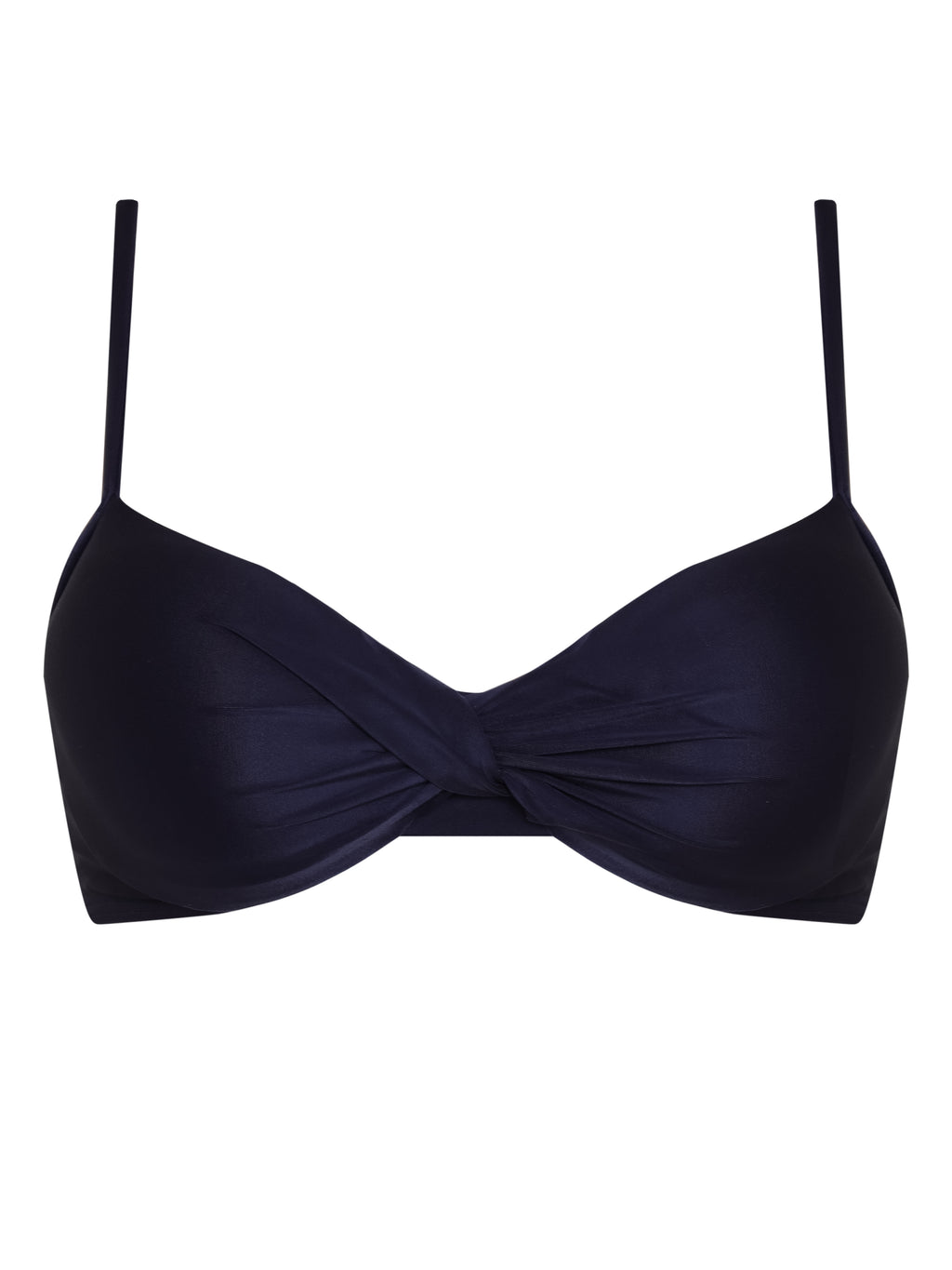 Cassis Blue Plain Tuisted Detail Bikini Top