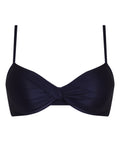 Cassis Blue Plain Tuisted Detail Bikini Top