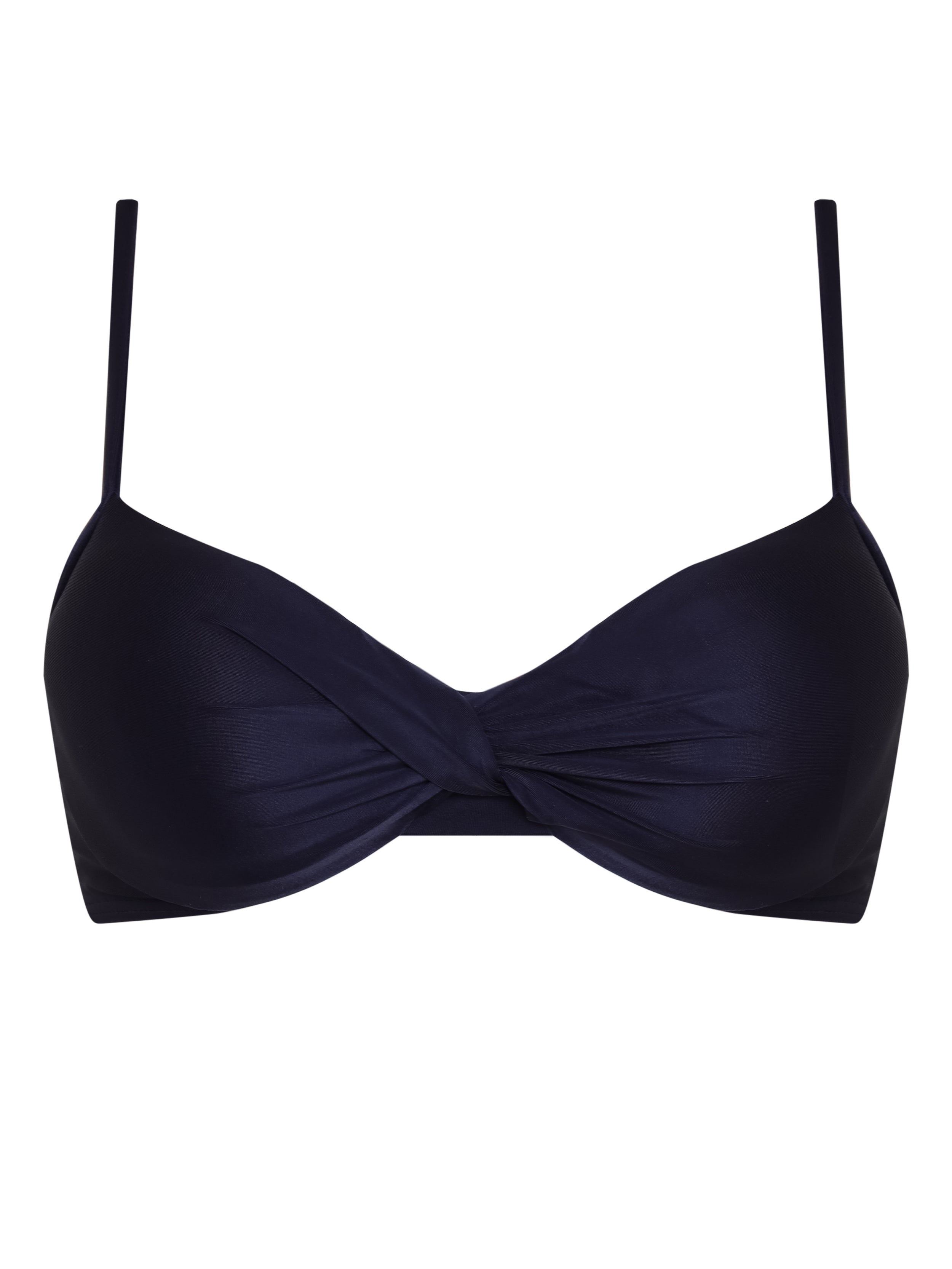 Cassis Blue Plain Tuisted Detail Bikini Top