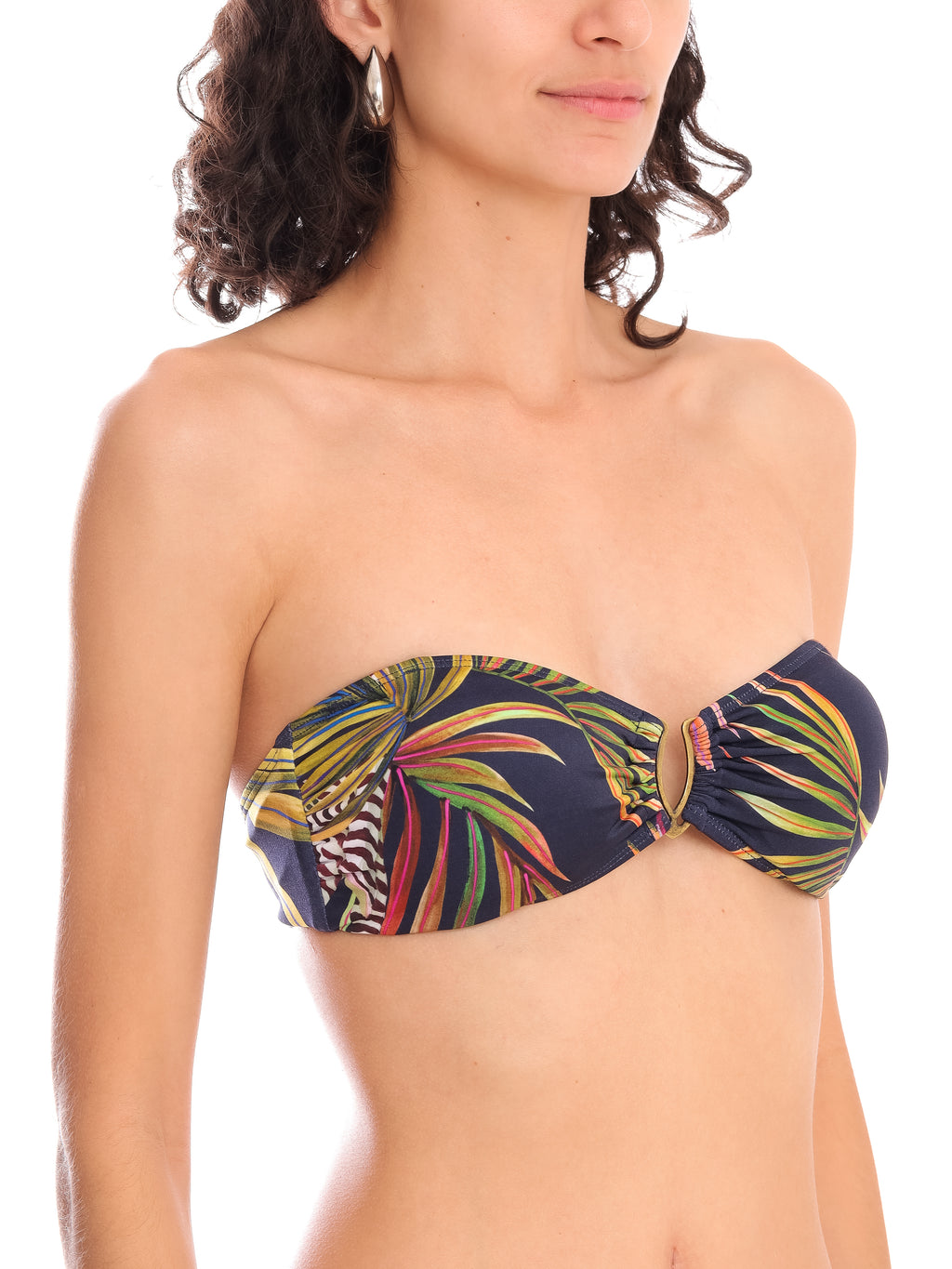 Mika Foliage-Print Strapless Bikini Top