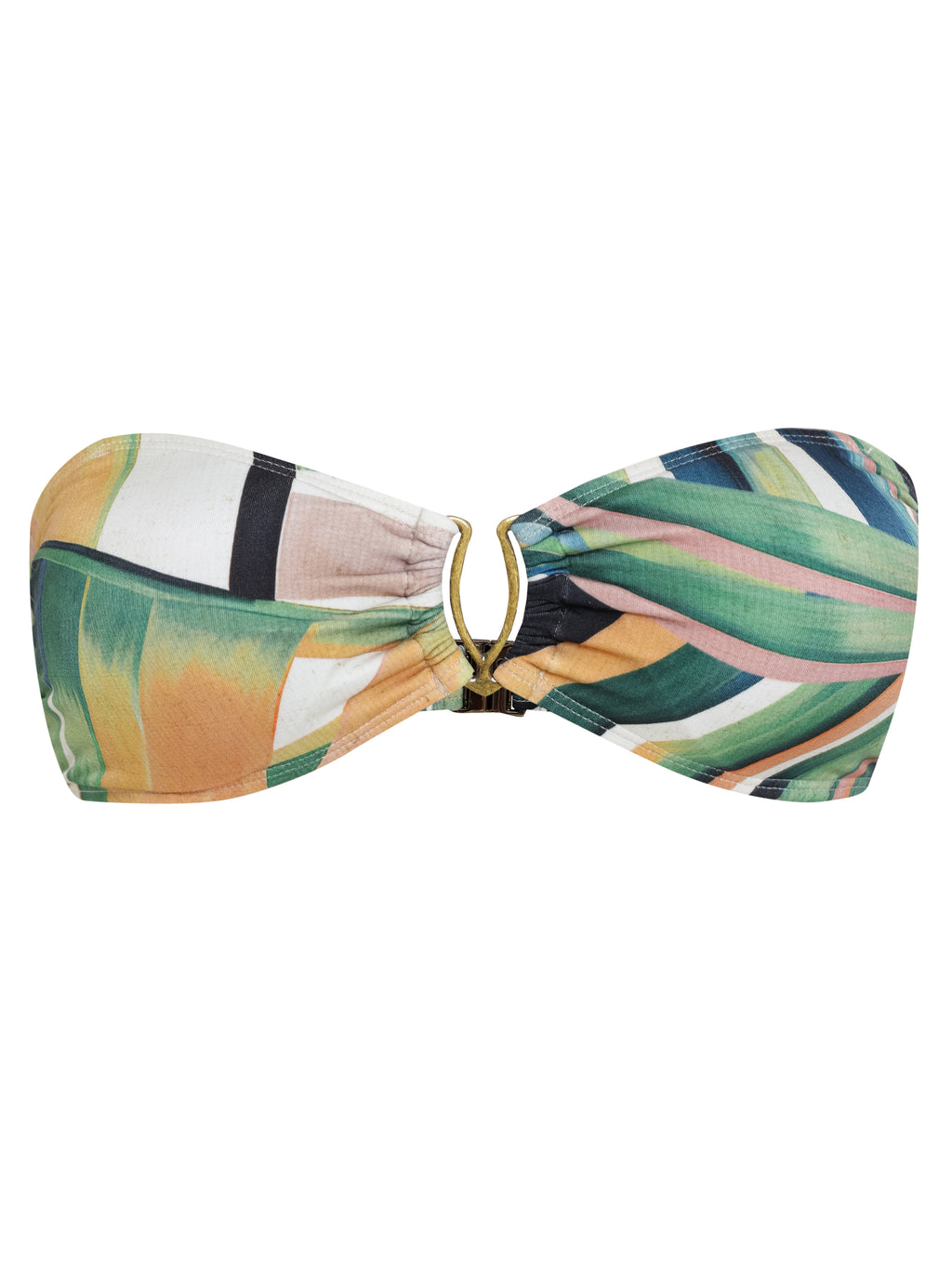 Mika Foliage-Print Strapless Bikini Top