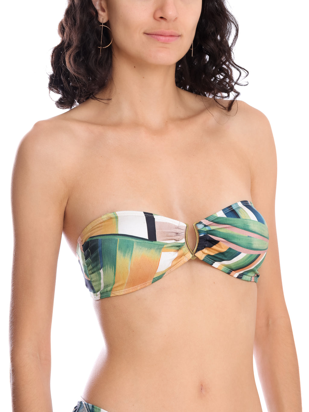 Mika Foliage-Print Strapless Bikini Top