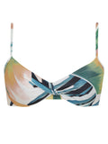 Cassis Foliage-Print Twisted Detail Bikini Top